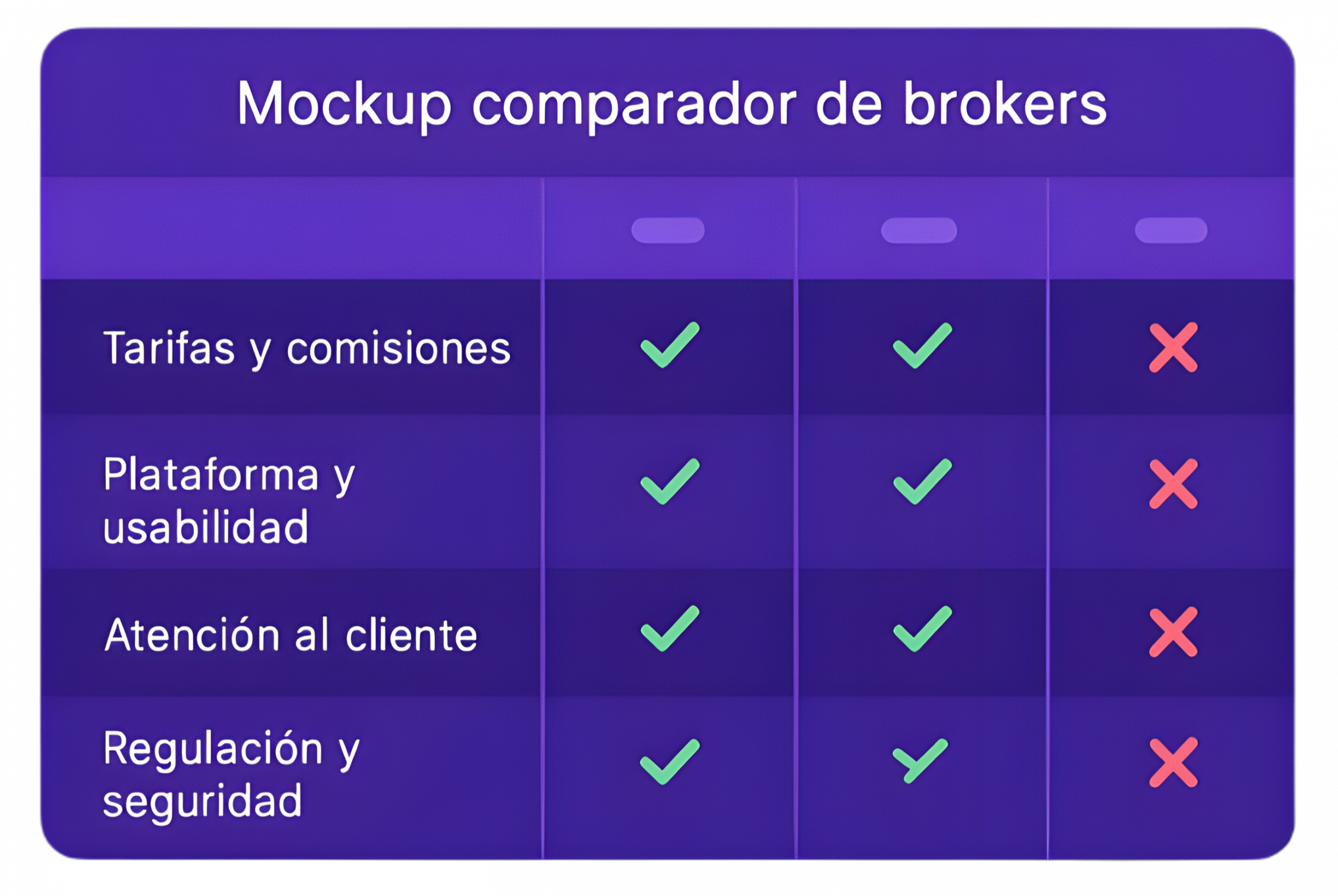 Mockup comparador de brokers