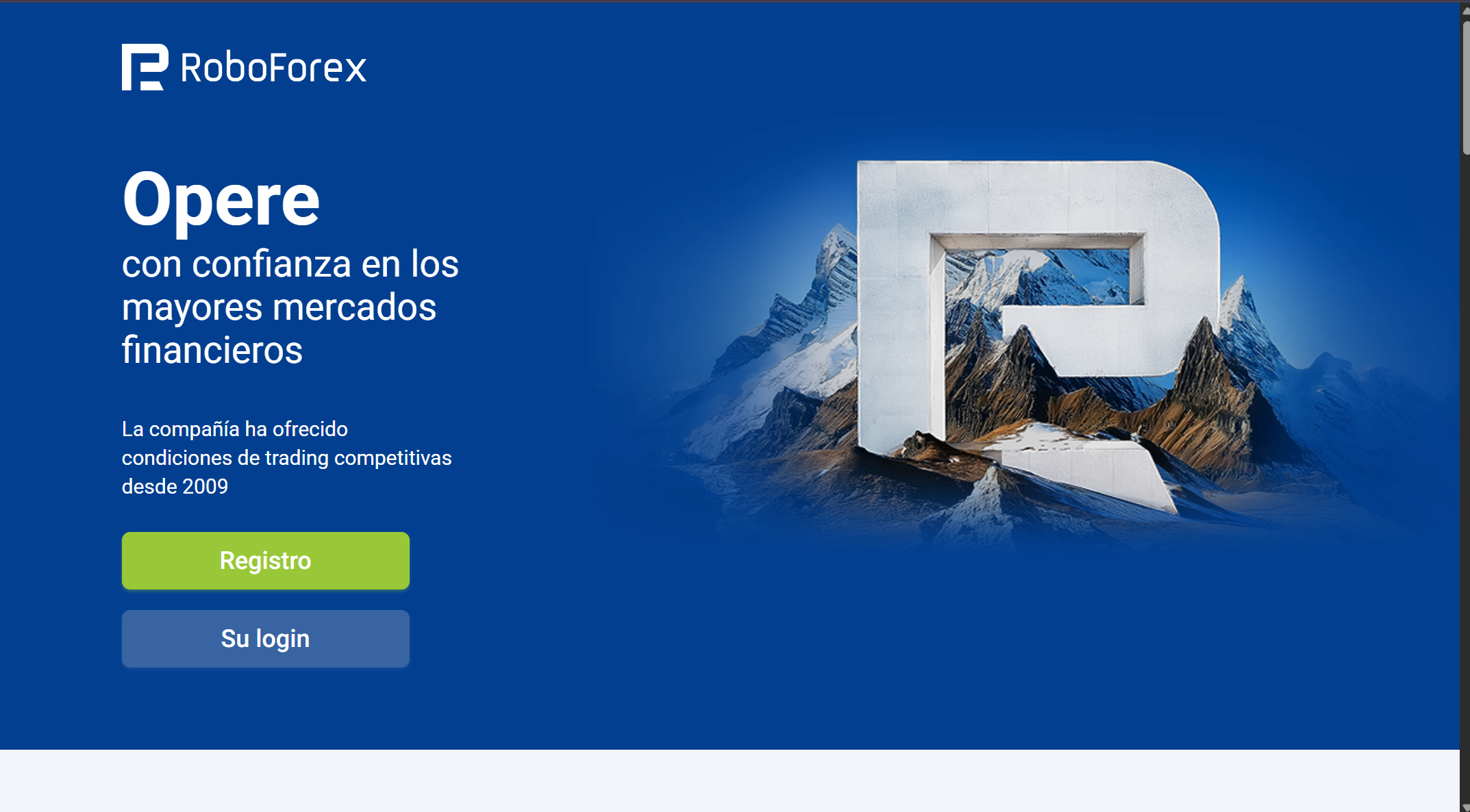 Captura de la página de RoboForex