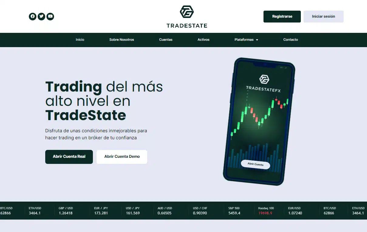 Captura de la página de Trade State